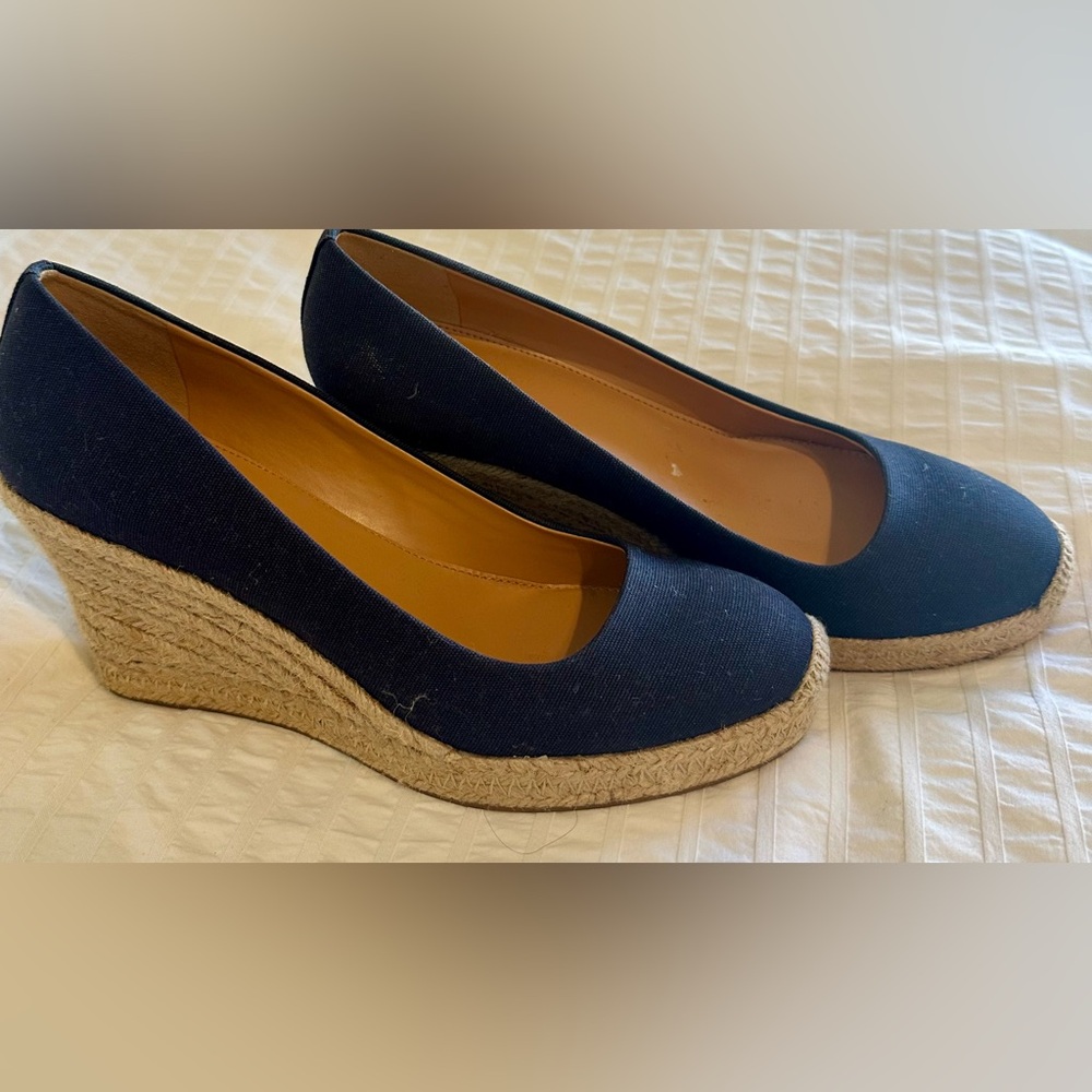 J. Crew Dark Blue Wedge Espadrilles